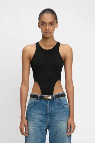 Body à coupe haute sur les jambes, noir