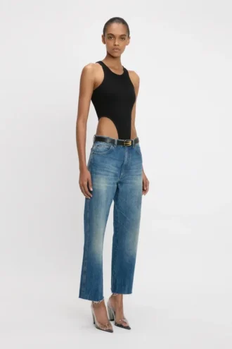 Body à coupe haute sur les jambes, noir