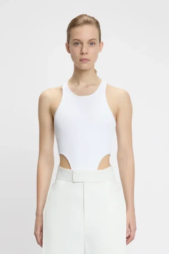 Body à jambes hautes en blanc