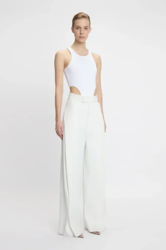 Body à jambes hautes en blanc