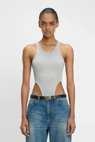 Body à jambes hautes en gris chiné