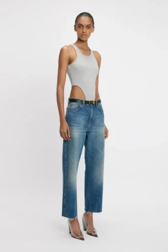 Body à jambes hautes en gris chiné