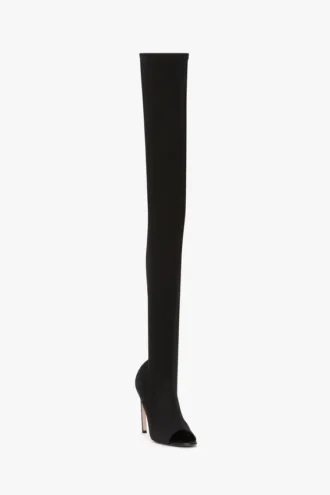 Bottes Harlow à bout ouvert en jersey stretch 100, couleur noire