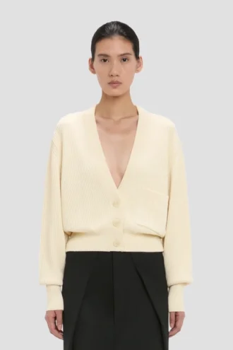 Cardigan à poches torsadées, couleur ivoire