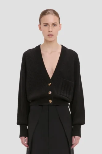 Cardigan à poches torsadées noir
