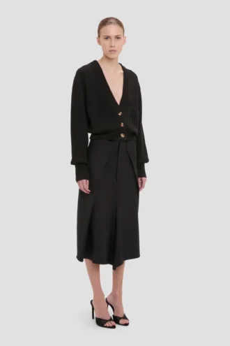 Cardigan à poches torsadées noir
