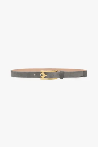 Ceinture à boucle ardillon Dorian en daim gris galet