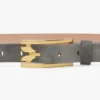 Ceinture à boucle ardillon Dorian en daim gris galet Ceinture à boucle ardillon Dorian en daim gris galet