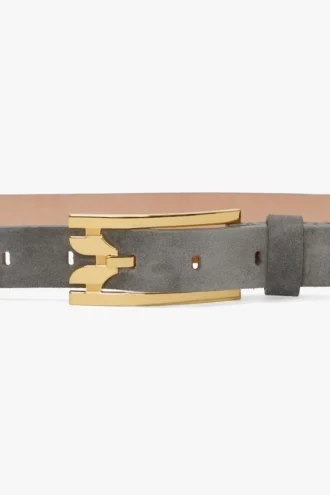 Ceinture à boucle ardillon Dorian en daim gris galet