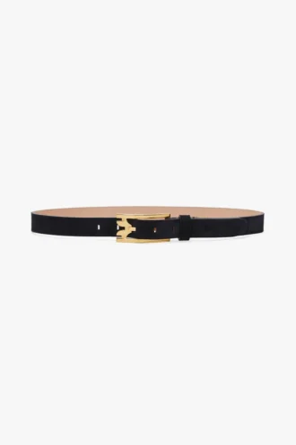 Ceinture à boucle Dorian en daim bleu marine