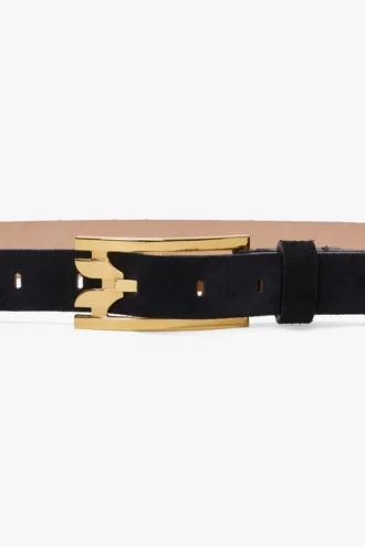 Ceinture à boucle Dorian en daim bleu marine