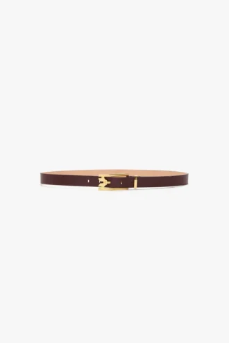 Ceinture Dorian à boucle ardillon en cuir lisse bordeaux