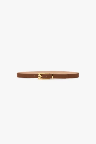 Ceinture Dorian à boucle ardillon en cuir lisse brun foncé