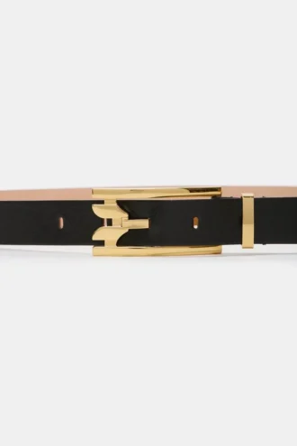 Ceinture Dorian à boucle ardillon en cuir lisse noir