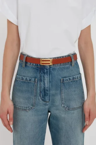 Ceinture Dorian classique en cuir lisse beige