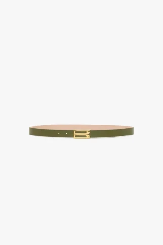 Ceinture Dorian classique en cuir lisse kaki