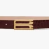 Ceinture Dorian en cuir de veau gaufré croco bordeaux Ceinture Dorian en cuir de veau gaufré croco bordeaux