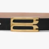 Ceinture Dorian en cuir de veau noir gaufré croco Ceinture Dorian en cuir de veau noir gaufré croco