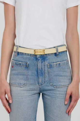 Ceinture Dorian en cuir grainé ivoire
