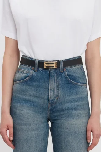 Ceinture Dorian en cuir grainé noir