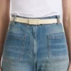 Ceinture Dorian ton sur ton en cuir lisse ivoire Ceinture Dorian ton sur ton en cuir lisse ivoire