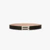 Ceinture jumbo Dorian à boucle argentée en cuir grainé noir Ceinture jumbo Dorian à boucle argentée en cuir grainé noir