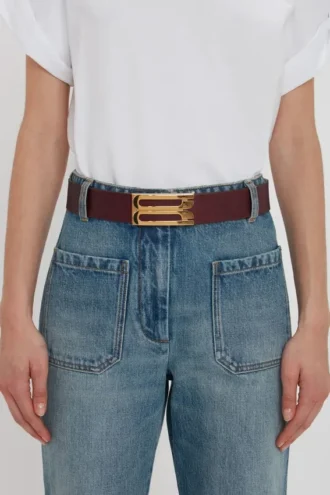 Ceinture Jumbo Dorian en cuir bordeaux