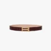 Ceinture Jumbo Dorian en cuir de veau gaufré croco bordeaux