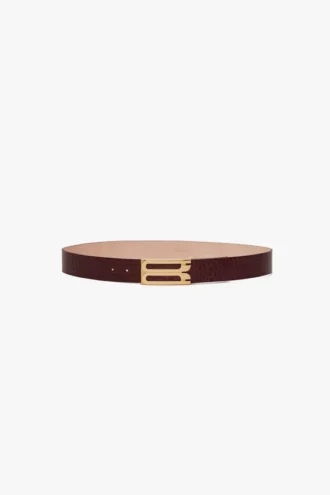 Ceinture Jumbo Dorian en cuir de veau gaufré croco bordeaux Ceinture Jumbo Dorian en cuir de veau gaufré croco bordeaux