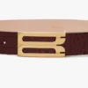 Ceinture Jumbo Dorian en cuir de veau gaufré croco bordeaux