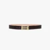Ceinture Jumbo Dorian en cuir de veau gaufré croco couleur espresso Ceinture Jumbo Dorian en cuir de veau gaufré croco couleur espresso