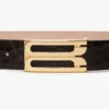 Ceinture Jumbo Dorian en cuir de veau gaufré croco couleur espresso Ceinture Jumbo Dorian en cuir de veau gaufré croco couleur espresso