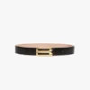 Ceinture Jumbo Dorian en cuir de veau gaufré croco noir Ceinture Jumbo Dorian en cuir de veau gaufré croco noir