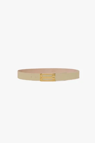 Ceinture Jumbo Dorian en cuir grainé ivoire