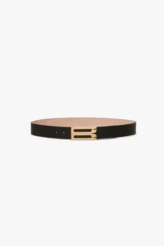 Ceinture Jumbo Dorian en cuir grainé noir Ceinture Jumbo Dorian en cuir grainé noir