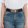 Ceinture Jumbo Dorian en cuir grainé noir Ceinture Jumbo Dorian en cuir grainé noir