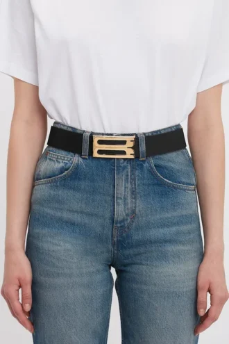 Ceinture Jumbo Dorian en cuir grainé noir Ceinture Jumbo Dorian en cuir grainé noir