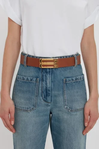 Ceinture Jumbo Dorian en cuir lisse beige