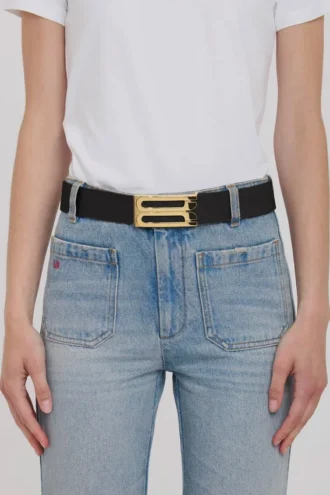 Ceinture Jumbo Dorian en cuir noir