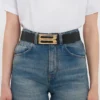 Ceinture Jumbo Dorian en cuir noir brillant Ceinture Jumbo Dorian en cuir noir brillant