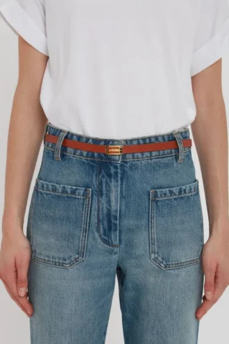 Ceinture Micro Dorian en cuir beige