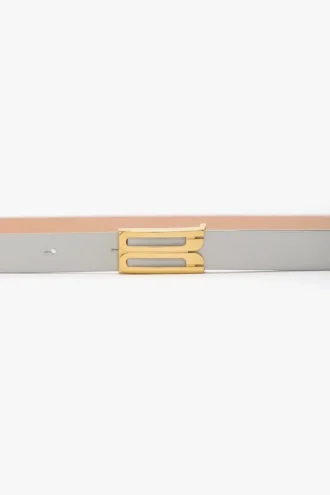 Ceinture Micro Dorian en cuir brillant couleur magnésium