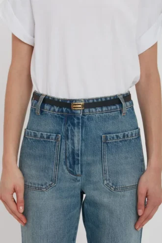 Ceinture Micro Dorian en cuir noir
