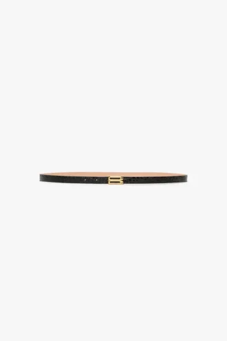 Ceinture Micro Dorian en cuir noir brillant Ceinture Micro Dorian en cuir noir brillant