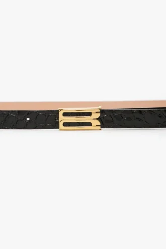 Ceinture Micro Dorian en cuir noir brillant Ceinture Micro Dorian en cuir noir brillant