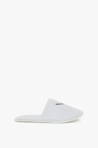 Chaussons en tissu éponge brodés VB, blancs