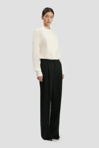 Chemise à plastron en ivoire