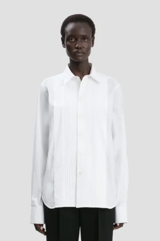Chemise à plis creux en blanc