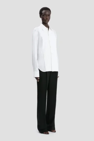 Chemise à plis creux en blanc