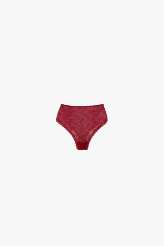 Culotte en dentelle monogrammée rouge coquelicot